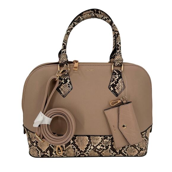 Aldo Women's Galilini Snake Accent Satchel Handbag Purse New with tags - Picture 1 of 8